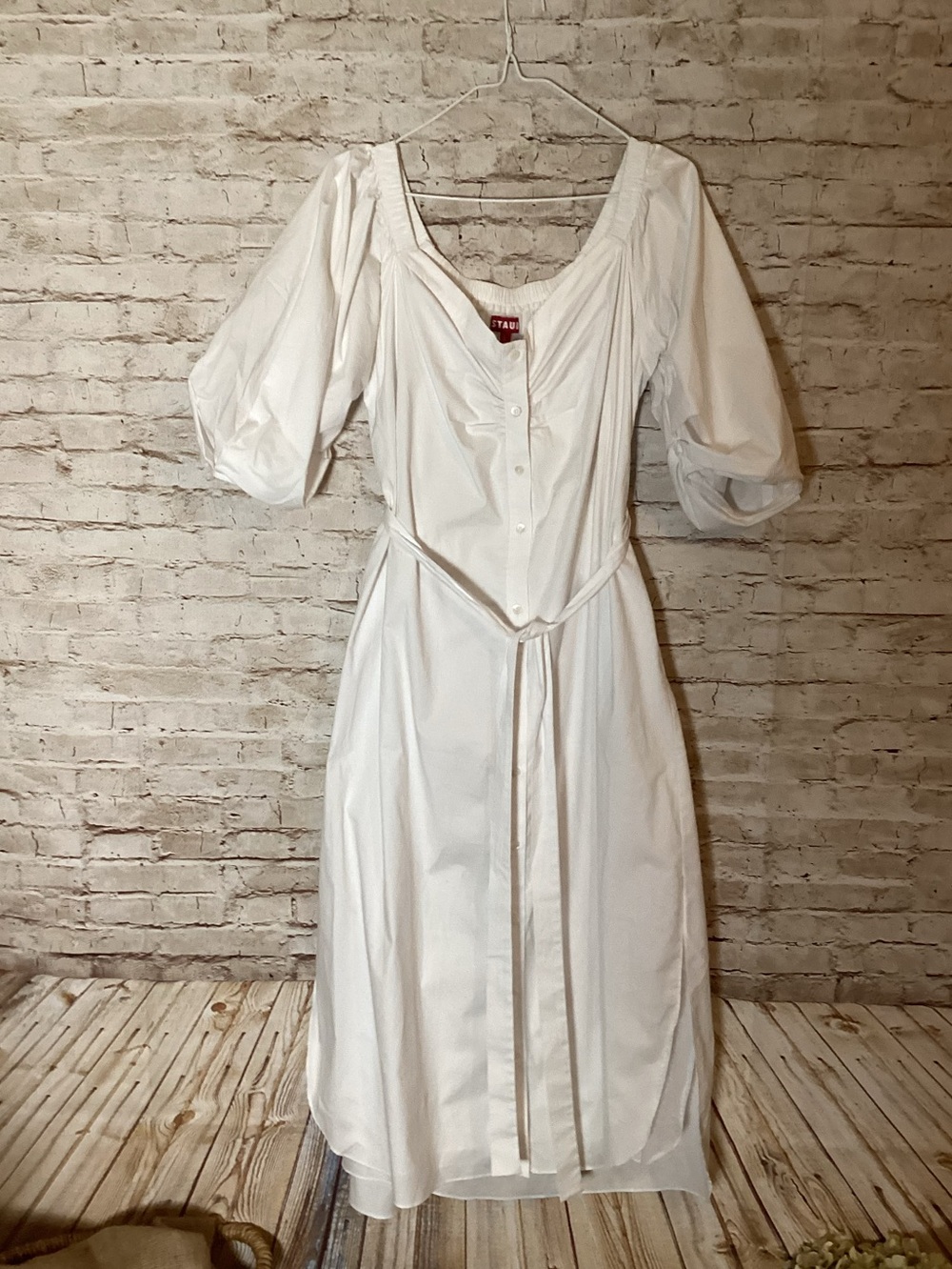 Staud white Reese off shoulder Poplin dress - Picture 6 of 9